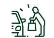 Line icon of a person carrying a bag about to enter a vehicle