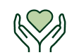Line icon of two hands surrounding a heart